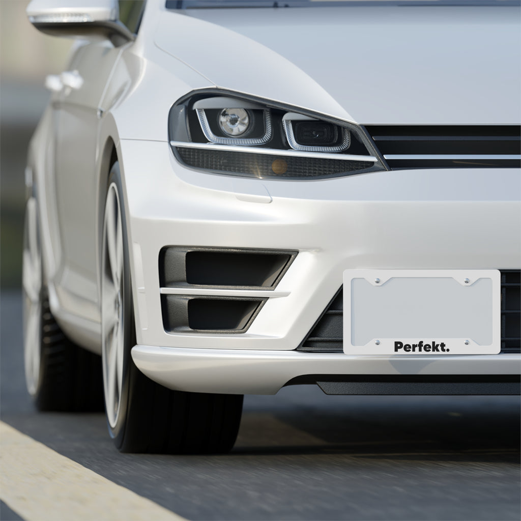 The Perfekt Metal License Plate Frame White