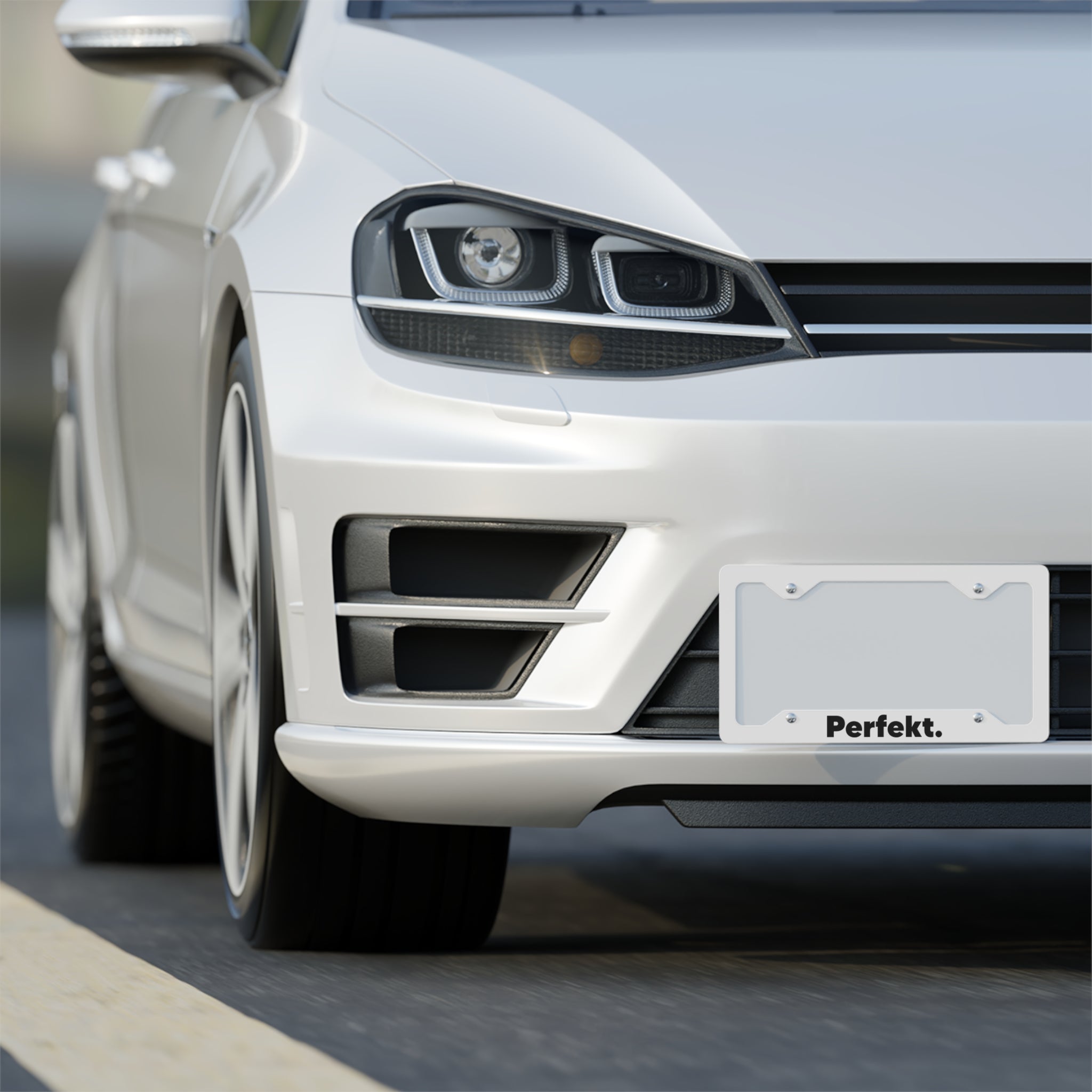 The Perfekt Metal License Plate Frame White